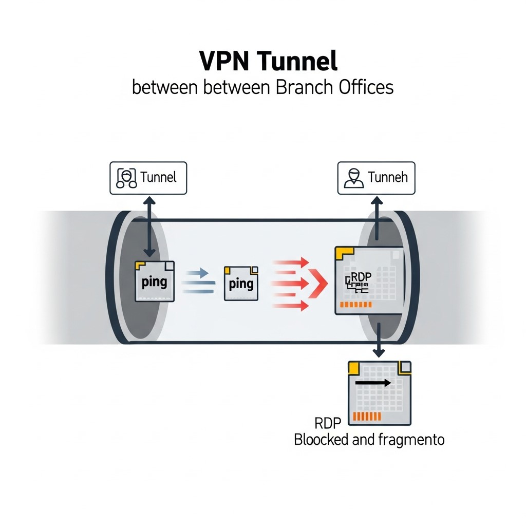ĐÓNG BĂNG RDP QUA VPN SITE-TO-SITE: BẮT BỆNH VÀ XỬ LÝ TRIỆT ĐỂ LỖI MTU/MSS
