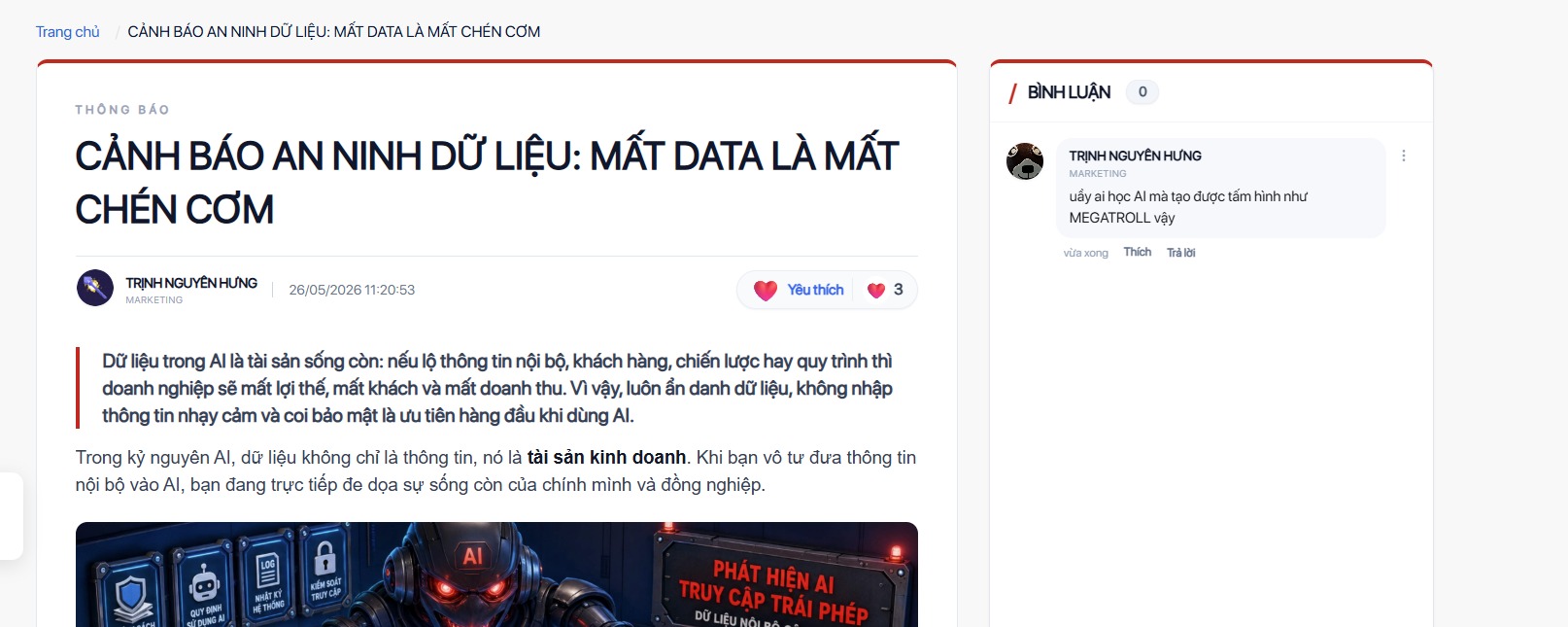 Cảnh b&aacute;o an ninh dữ liệu AI